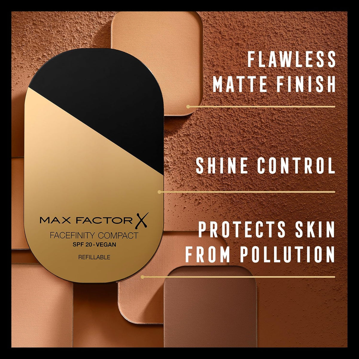 Max Factor Facefinity Compact Foundation SPF 20 083 Warm Toffee 10g | 24-Hour Wear Powder Foundation