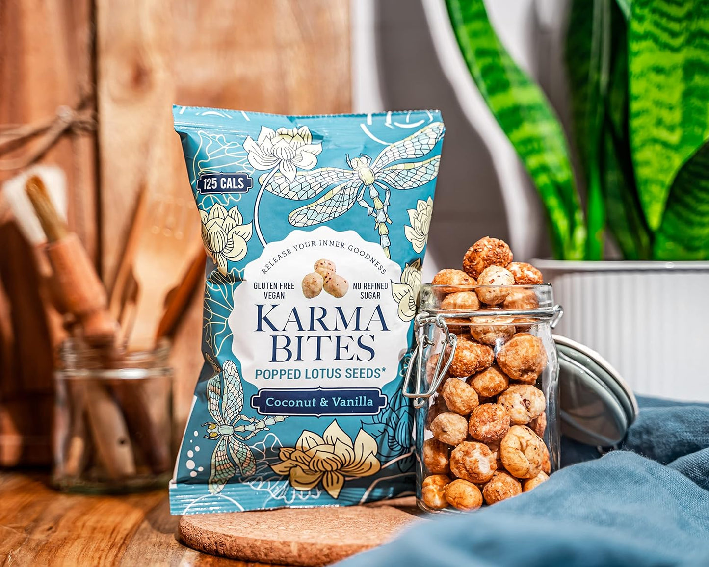 Karma Bites Coconut and Vanilla Flavour Popped Lotus Seeds 12 x 25g