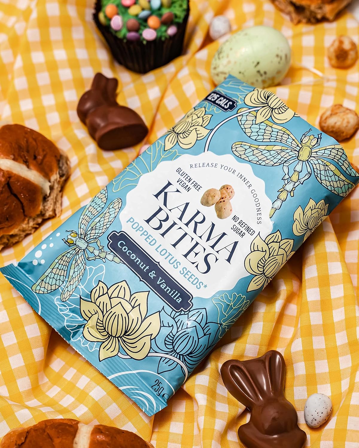 Karma Bites Coconut and Vanilla Flavour Popped Lotus Seeds 12 x 25g