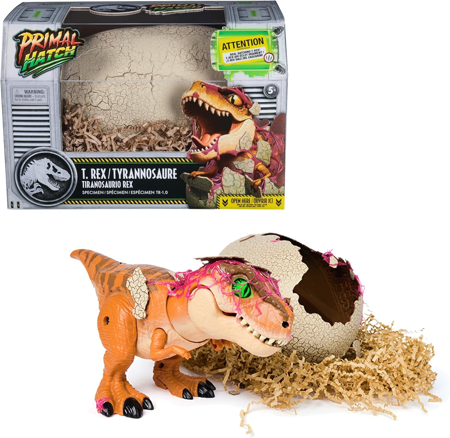 Jurassic World Primal Hatch Interactive Toy Dinosaur & Egg, Hatch & Train T-Rex