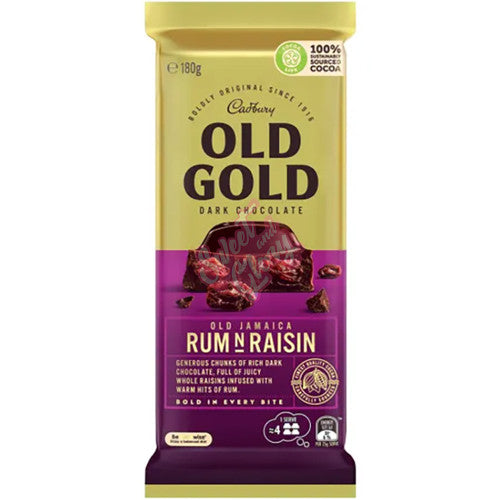 Cadbury Old Gold Jamaica Rum and Raisin Dark Chocolate (180g)
