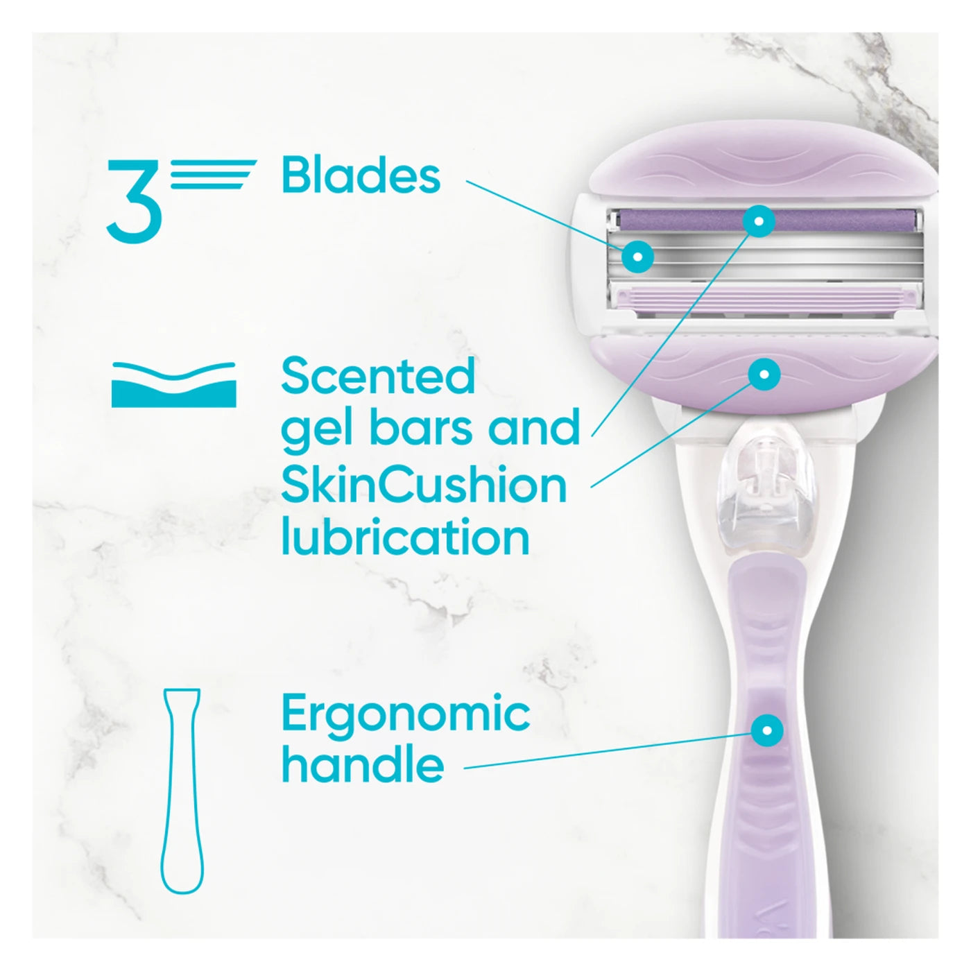 Gillette Venus Comfortglide Breeze Razor | 3 Blade Women’s Razor with Gel Bars