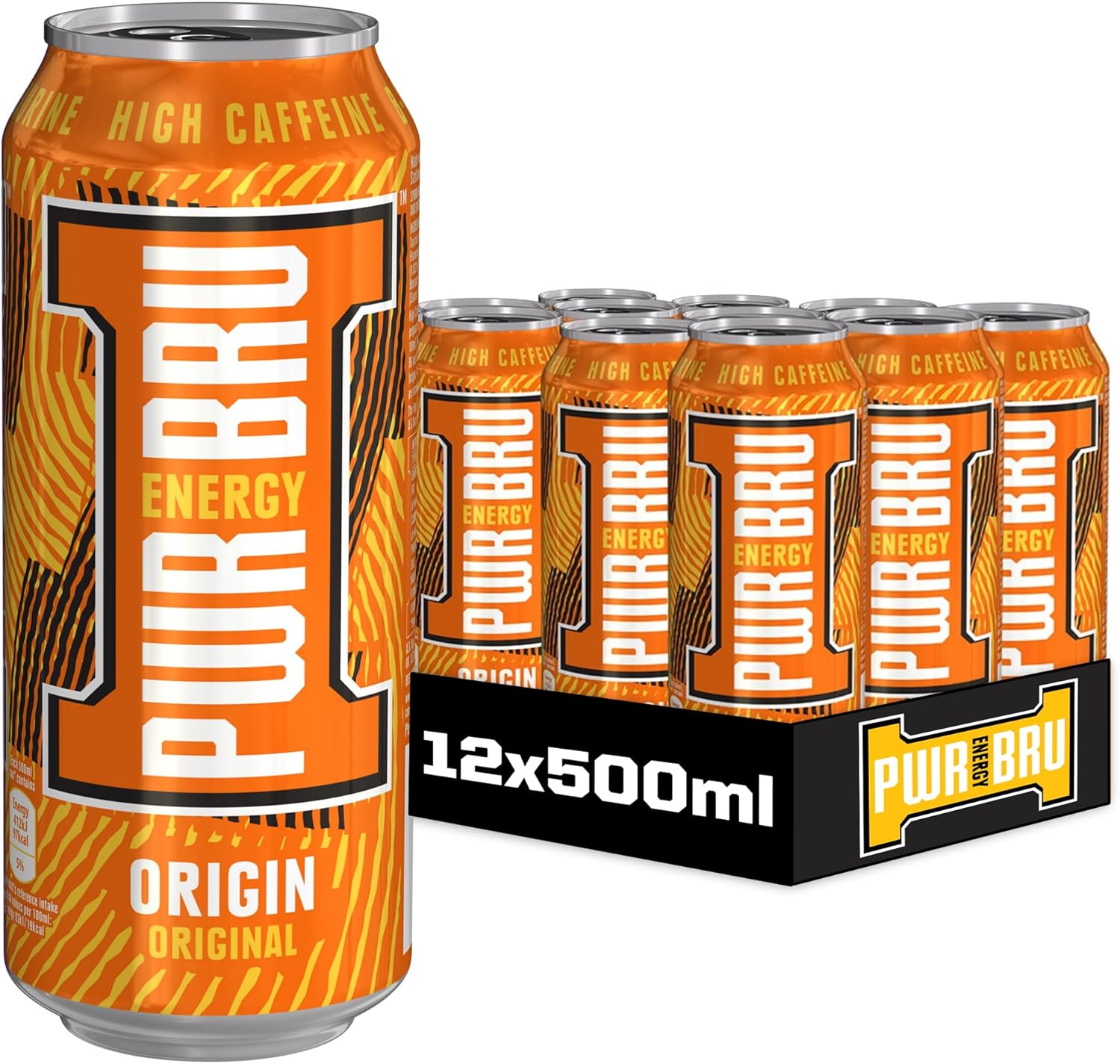Pwr-Bru Energy Origin Original Energy Drink, 12 x 500ml