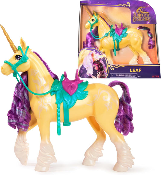 Unicorn Academy, Leaf Unicorn with Head Movement, 2 Riding Accessories