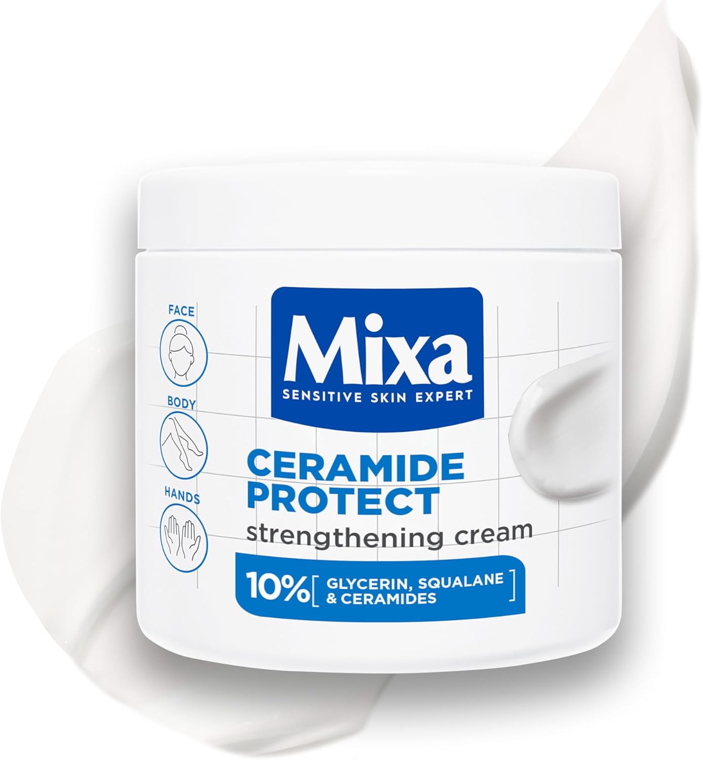 Mixa Ceramide Protect Strengthening Cream 400ml | Barrier Repair Moisturiser Face, Body & Hands