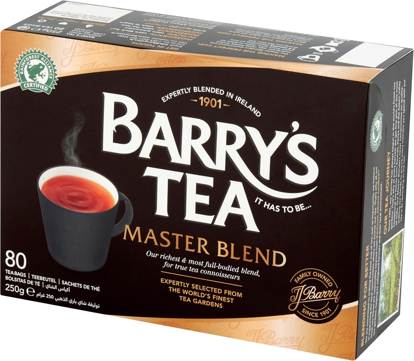 Barry's Tea Master Blend 80 Tea Bags 250g | Strong Irish Black Tea