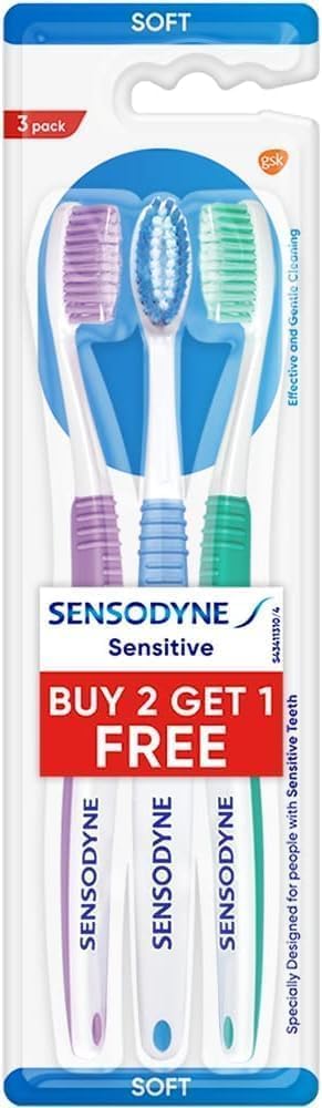 Sensodyne Sensitive Toothbrush, Soft (Color May Vary) - Pack of 3