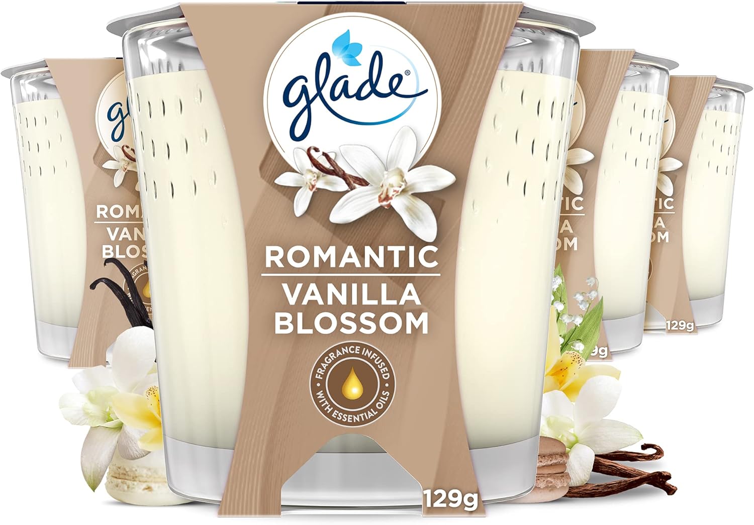 Glade Candle Romantic Vanilla Blossom 129g - Pack of 4