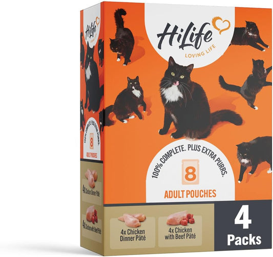 HiLife Adult Cat Chicken Pouch Selection 32x70g