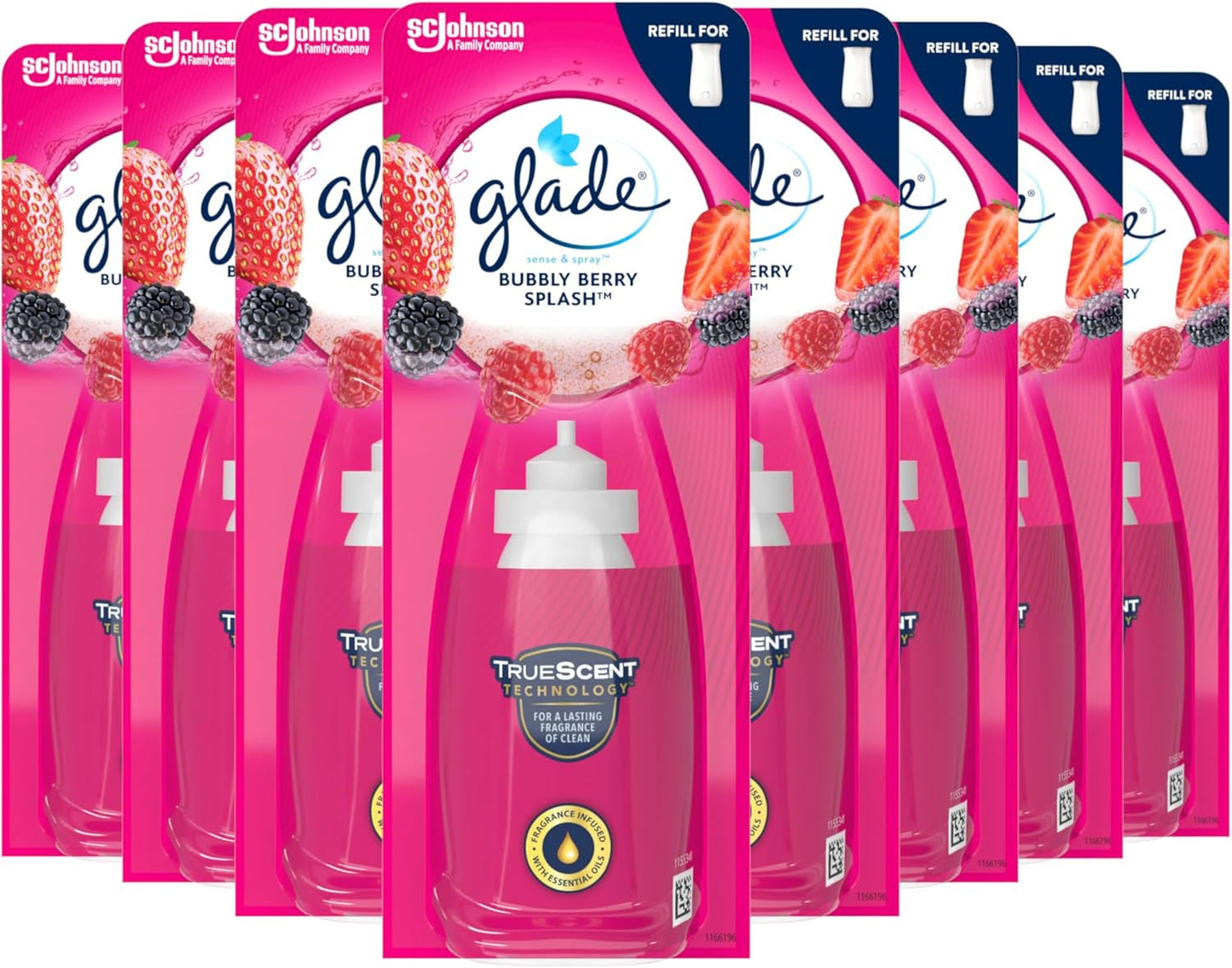 Glade Sense & Spray Air Freshener Refill Bubbly Berry Splash 8 x 18ml | Automatic Spray Refills