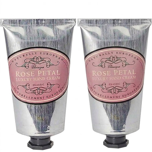 Naturally European Rose Petal Luxury Hand Cream 75ml (Pack of 2) | Rich Shea Butter Hand Lotion