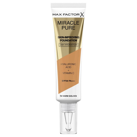 Max Factor Miracle Pure Foundation SPF 30 76 Warm Golden 30ml | Skin-Improving Foundation