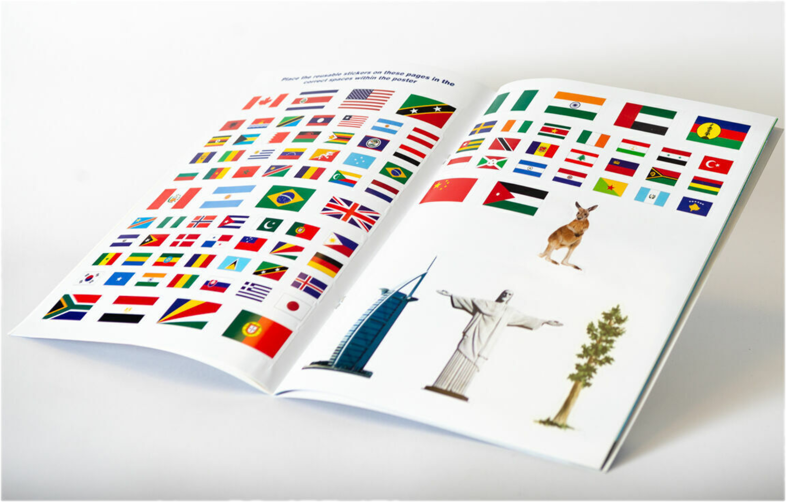 Flags of The World Sticker Book and World Poster
